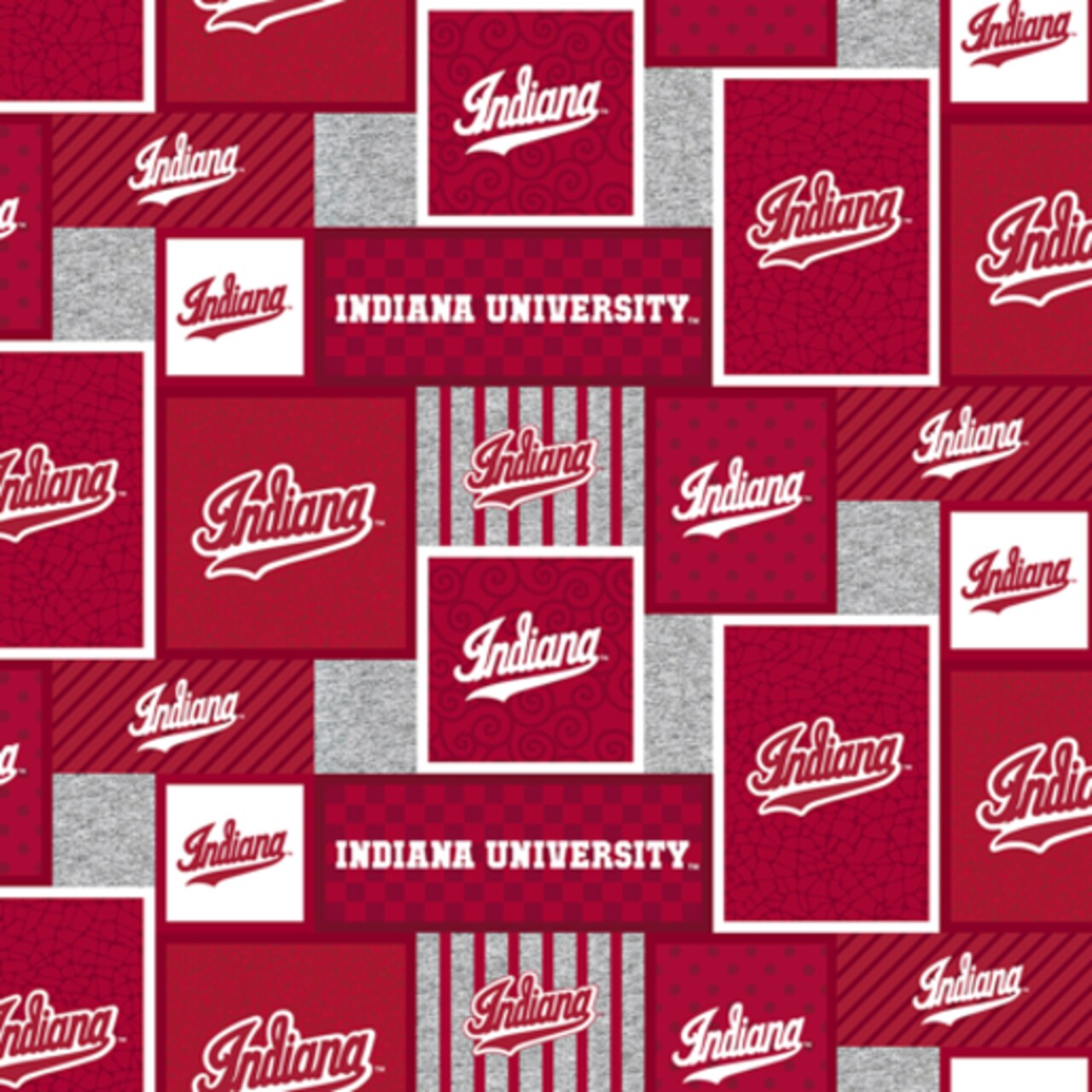 Licensed NCAA Indiana University Block Fleece IND-1177 Fabric by the Yard